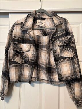 Ashley By 26 International Cropped Plaid Jacket in Black & Cream